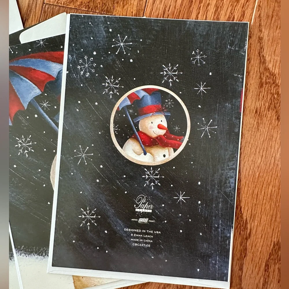 New 18 of Holiday Cards “Snowman with Umbrella” with envelopes.
